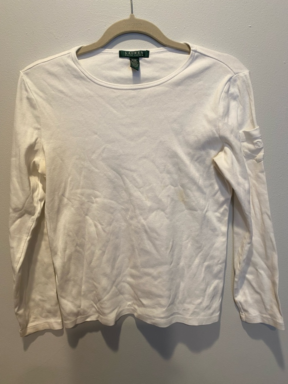 Lauren Ralph Lauren White Long Sleeve Tee size Medium